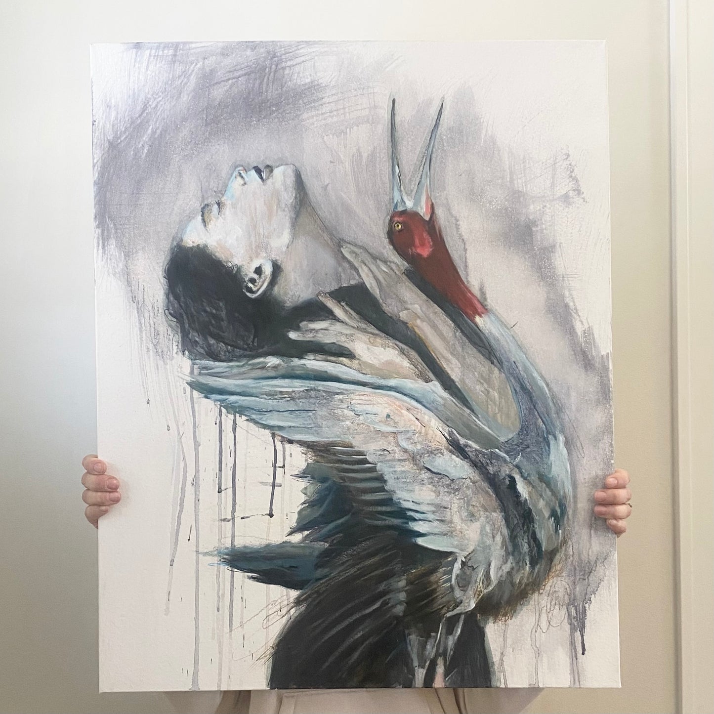 Synchronized Request - Original Crane Painting