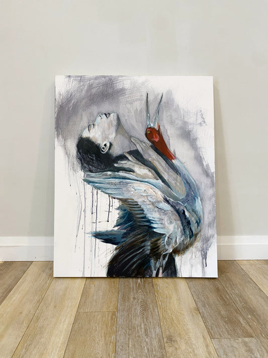 Synchronized Request - Original Crane Painting